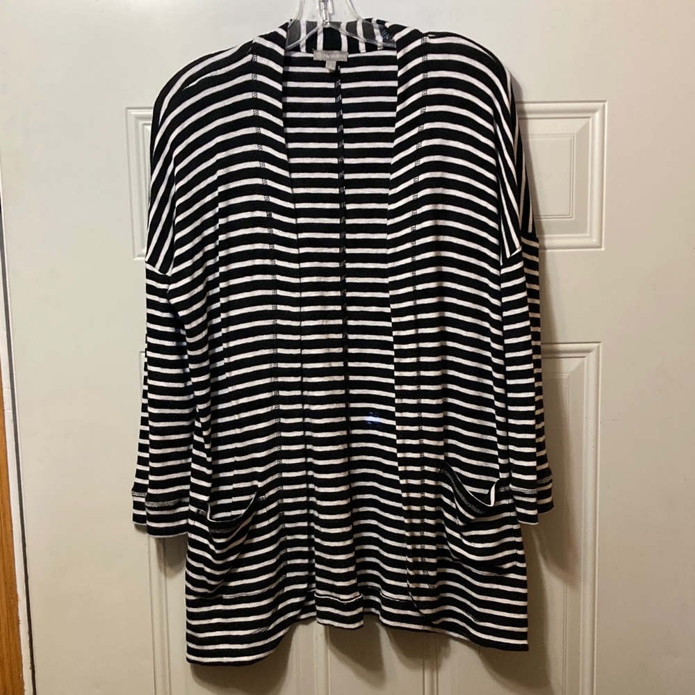 Talbots Black and White Striped Sweater S